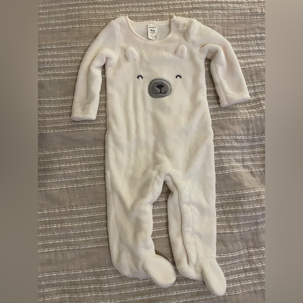 Carters polar bear fuzzy onesie- NWOT!